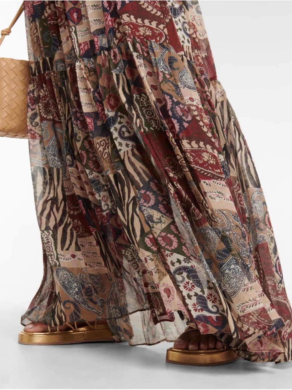 Veronica Beard Brown Multi Patchwork Maxi Dress - Picture 3 of 15